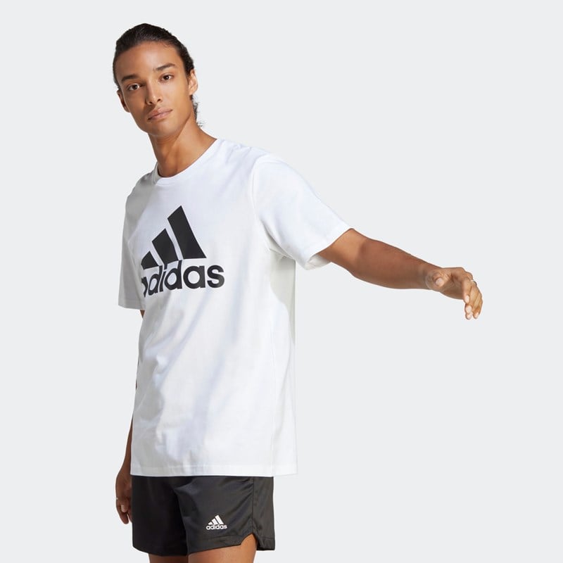 

Мужская футболка Essentials из одинарного джерси с большим логотипом Adidas, белый