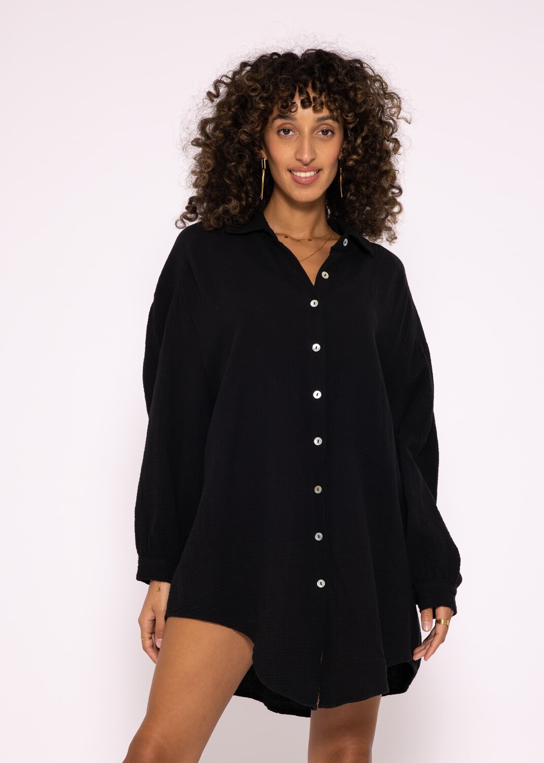 

Блуза SASSYCLASSY Ultra Oversize Musselin nhemd lange Variante, черный