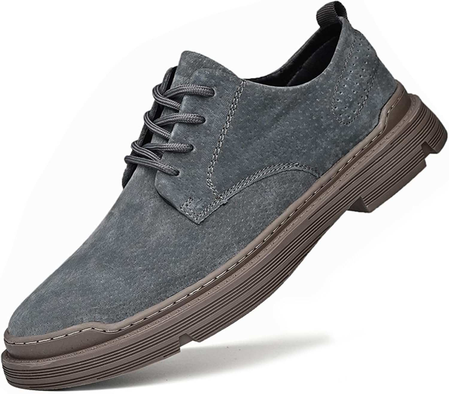 

Мужские замшевые кожаные оксфорды на шнуровке с круглым носком, низкие британские повседневные деловые туфли дерби Ptnoka, синий