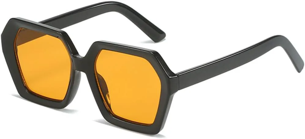 

Новые модные многоугольные солнцезащитные очки для женщин и мужчин, большие, роскошные, стильные, элегантные, с защитой от УФ-излучения UV400 TYUVIVO, Black Orange