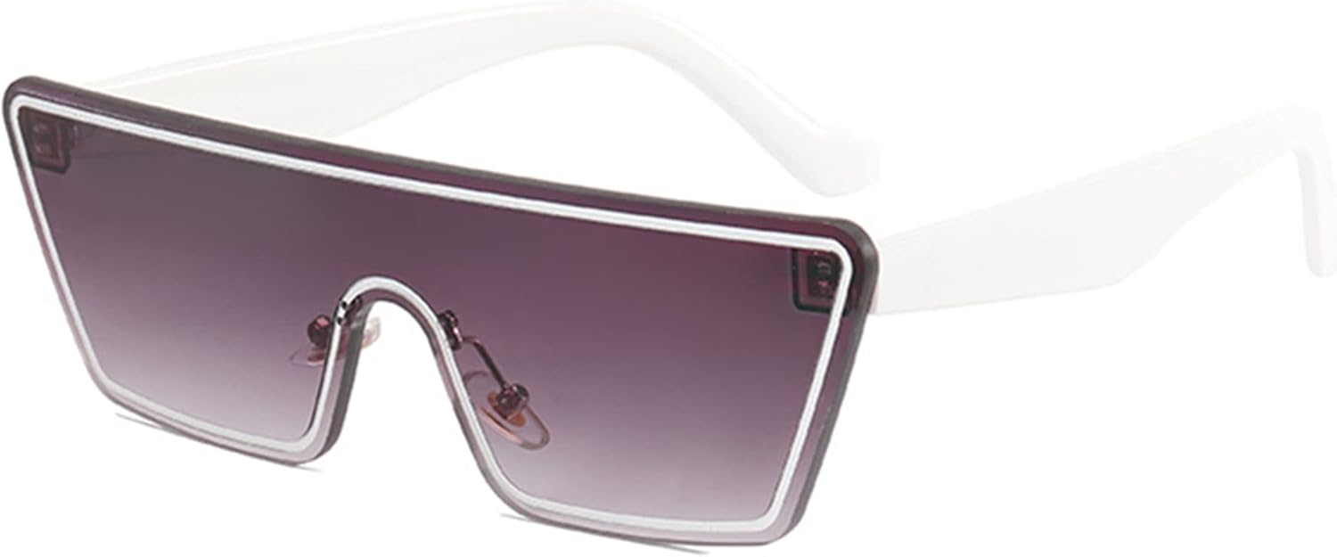 

Стильные цельные солнцезащитные очки bullabulling для женщин и мужчин, с плоской верхней частью, квадратной, полуободковой металлической оправой и защитой от УФ-излучения UV400, White/White