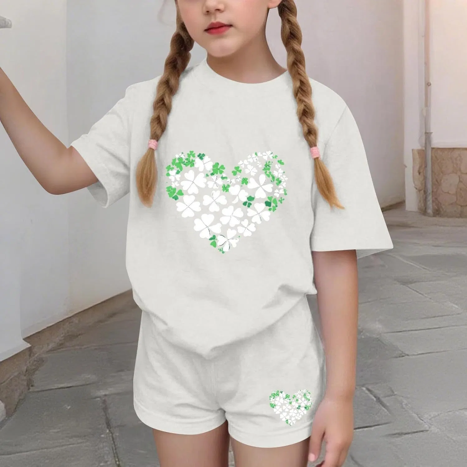 Детский спортивный костюм Love Shamrock Graphic Zzalalana, белый — фото 2