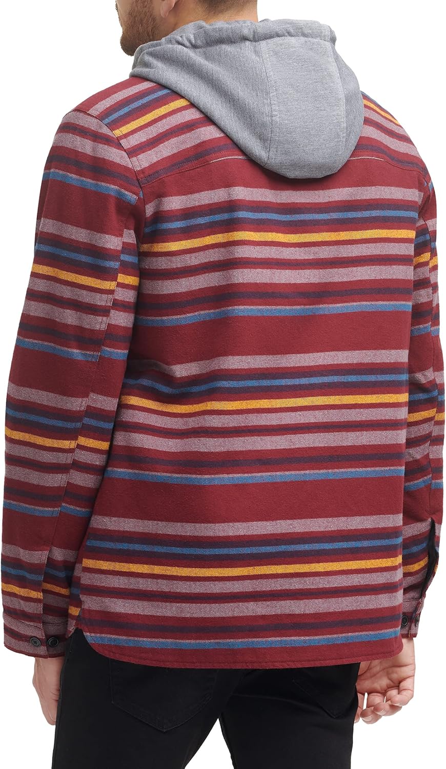 Мужская клетчатая куртка-рубашка Levi's с капюшоном и подкладкой из шерпы (стандартные размеры, большие и высокие), Burgundy Stripe Plaid — фото 3
