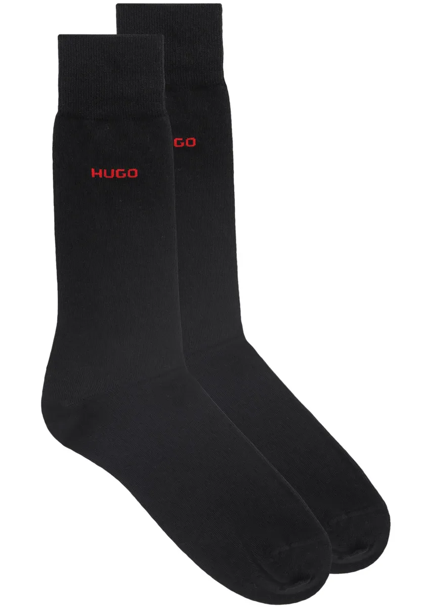 

Деловые носки HUGO Underwear "2P RS UNI CC" (2 пары в упаковке, 2 шт. в упаковке), с контрастной надписью логотипа HUGO, черный
