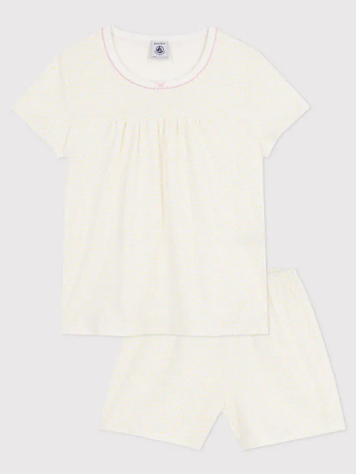 Пижама в горошек, PETIT BATEAU, кремовый