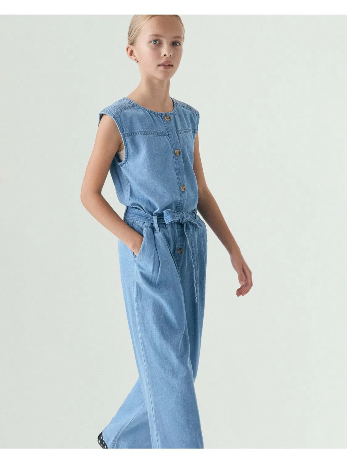 Комбинезон Scalpers Dungarees из синей джинсовой ткани — фото 4