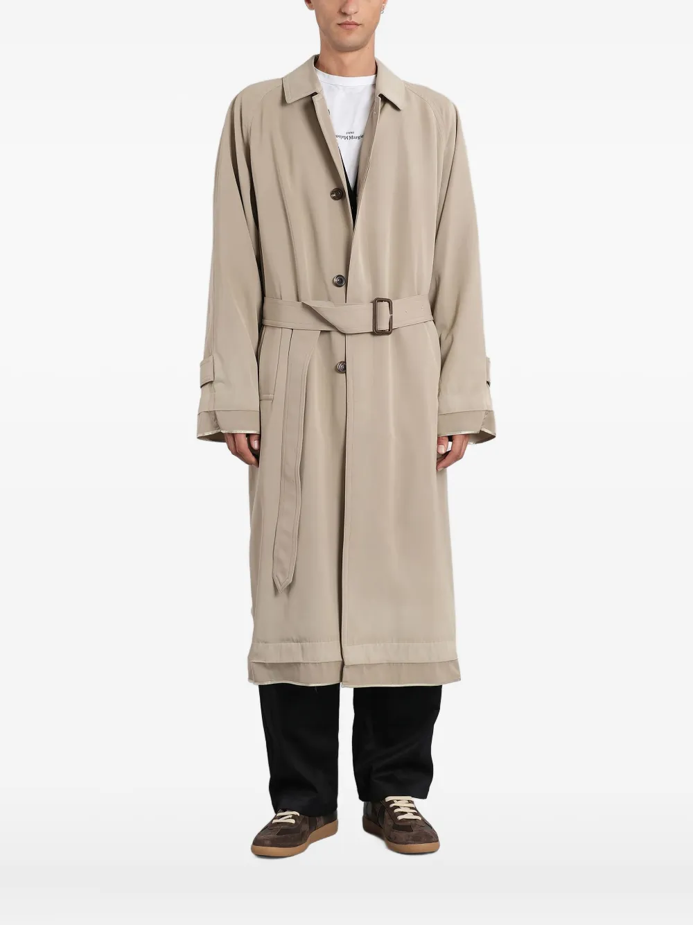 

Многослойный тренч с поясом MAISON MARGIELA, нейтральный
