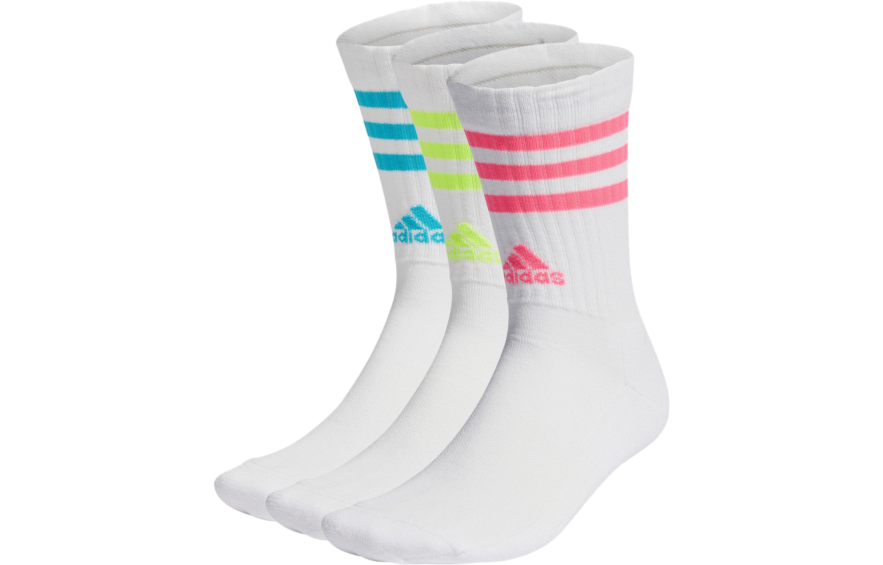 

Носки до середины голени унисекс, 3 пары Adidas, 3 Pack (White/Teal+Bright Lemon+Bright Pink)
