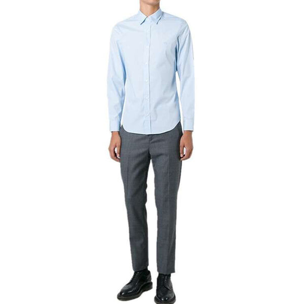 Рубашка мужская Burberry cotton classic long sleeves shirt синий, голубой — фото 4
