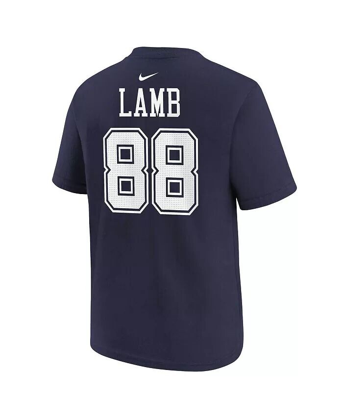 Футболка с именем и номером игрока CeeDee Lamb Navy Dallas Cowboys для мальчиков и девочек дошкольного возраста Nike — фото 3
