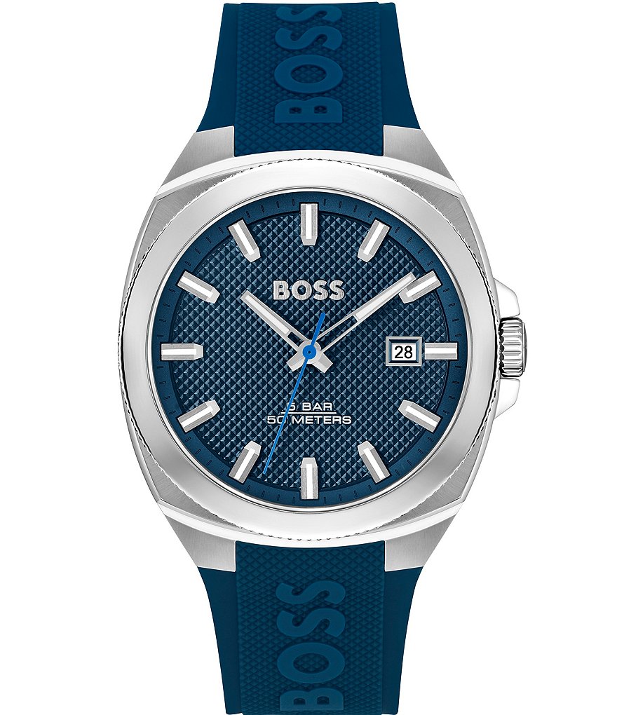 

Мужские кварцевые часы Hugo Boss Walker с синим силиконовым ремешком, синий