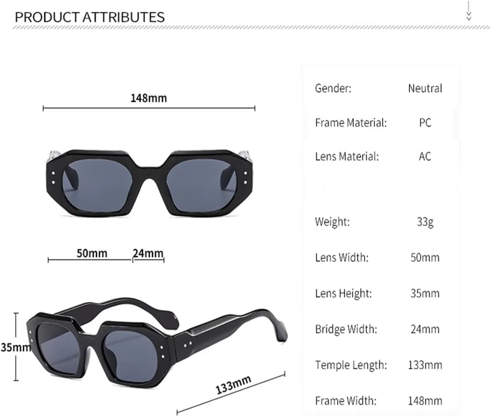 

Универсальные солнцезащитные очки с контрастным цветом, ретро-стиль, асимметричная многоугольная форма, широкие дужки, защита от синего света, женские HHZZYVY, Black