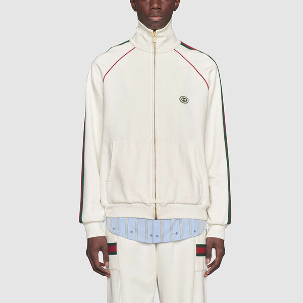 Толстовка Gucci ribbon knitted zip sweatshirt, мужская, белый — фото 2
