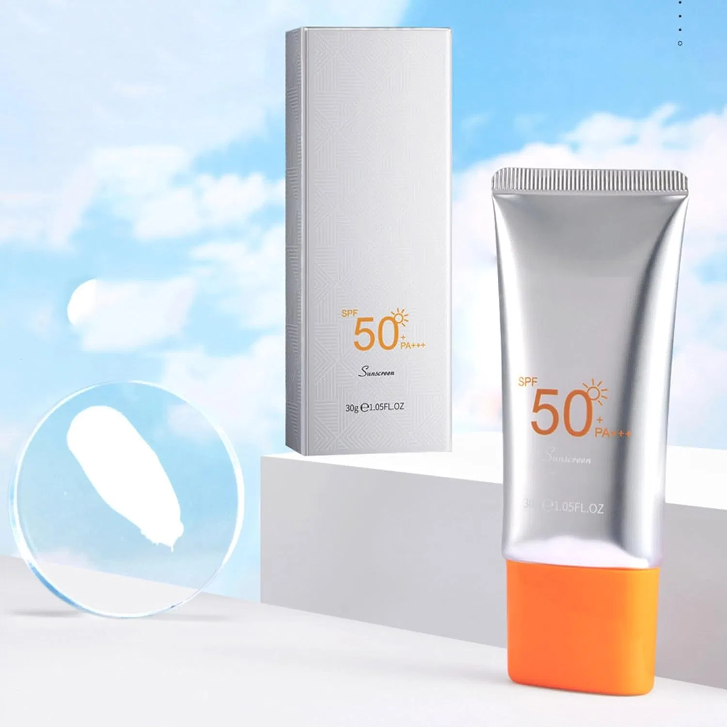 Солнцезащитный крем-мусс Sunscreen Milk SPF50 PA++++, водостойкий, увлажняющий, 73 г, серебристый — фото 2