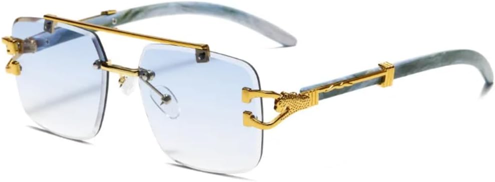 

Роскошные безрамочные солнцезащитные очки квадратной формы для женщин с градиентным переходом цвета, ретро-стиль, двойные модные очки для мужчин с защитой от УФ-излучения UV400 UATXTAU, Blue