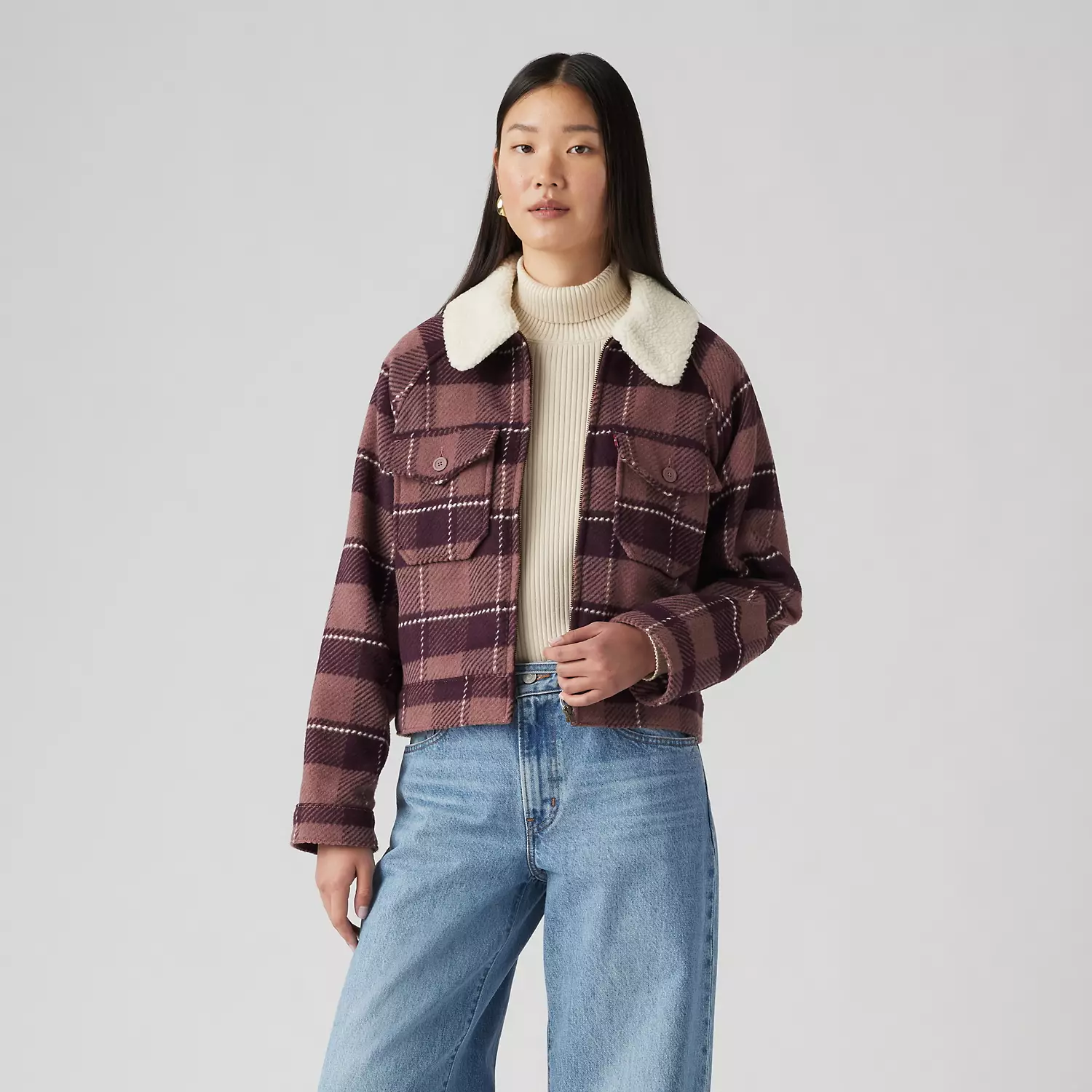 Укороченная фланелевая куртка 90-х годов Levi's, цвет Gough Plaid Rose Taupe - Multi-Color — фото 2