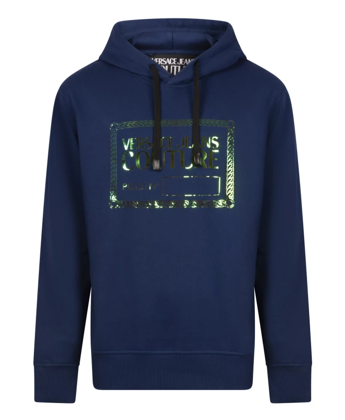

Переливающаяся флисовая толстовка темно-синего цвета Versace Jeans Couture, синий