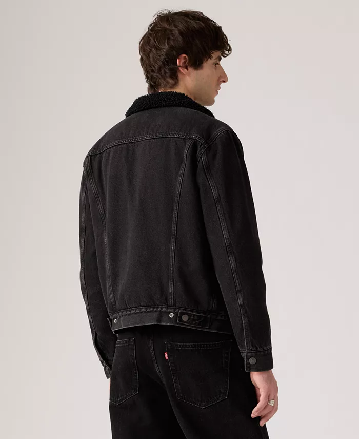 Мужская куртка-косуха из денима с подкладкой из шерпы Regular Fit Levi'S, черный — фото 3