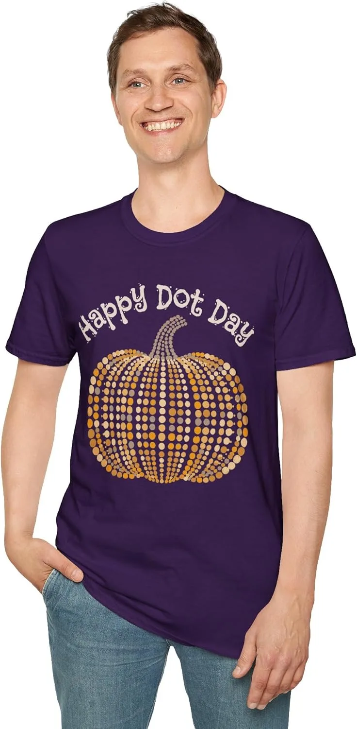 Футболка с принтом "Happy Dot Day Pumpkin Polkadot", идеально для учителя или родителя, одежда для класса, сентябрьский топ, осенняя тематика GENERIC, фиолетовый — фото 2