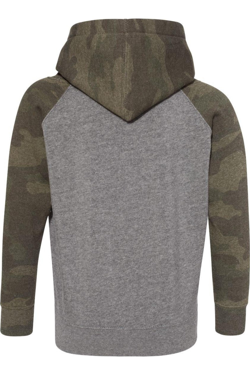 Independent Trading Co. Детская толстовка с капюшоном из специальной смеси реглан, цвет nickel heather/ forest camo — фото 2