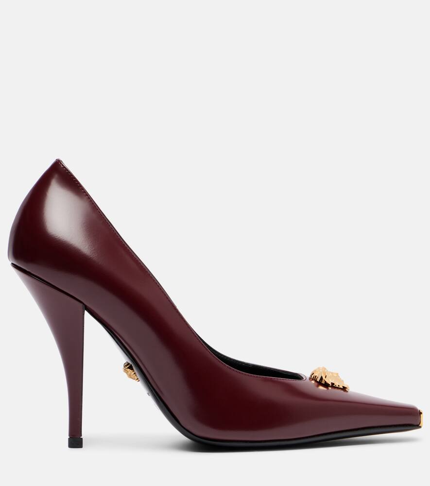 Кожаные туфли лодочки La Medusa 105 Versace, Dark Burgundy-Versace Gold — фото 4