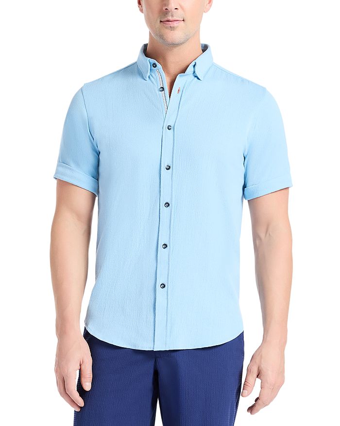 

Хлопковая рубашка с коротким рукавом Hammond Robert Graham, синий