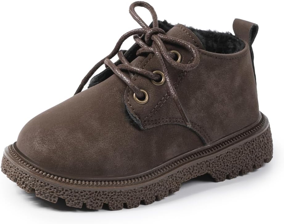 

Детские ботинки KIDSUN для мальчиков и девочек, рабочие ботинки для детей, зимние ботинки для снега, ботинки на шнуровке для походов и активного отдыха (для малышей/детей младшего возраста), B2/Dark Coffee