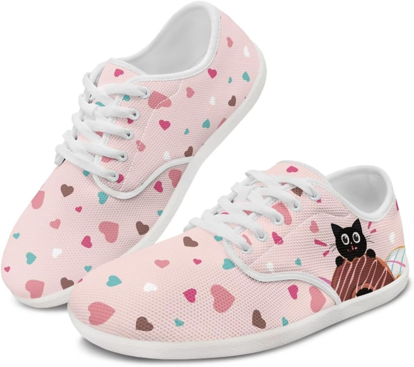 

Женские кроссовки с котиком, беговые, повседневные, для отдыха, вождения, лоферы, на шнуровке, для прогулок на улице Ecaestolph, розовый