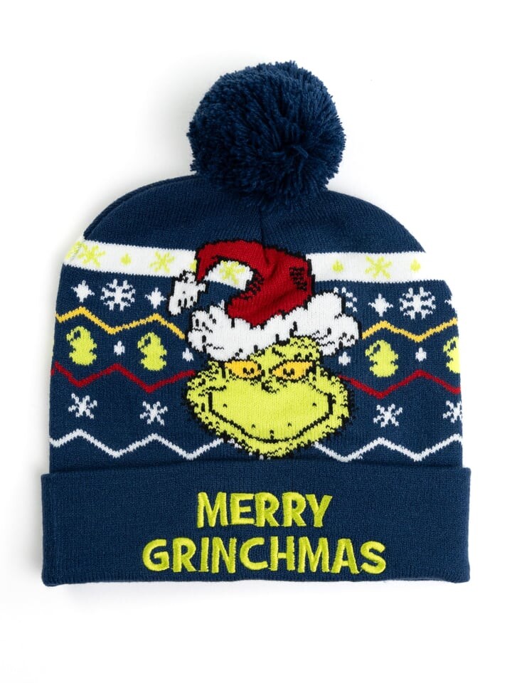 

Шапка United Labels The Grinch Strickmütze Wintermütze mit Bommel Mütze, синий