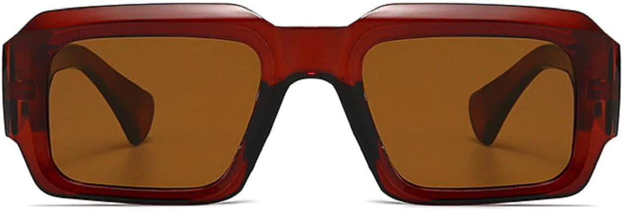 

Винтажные прямоугольные солнцезащитные очки для женщин в стиле панк, солнцезащитные очки в маленькой оправе для мужчин, модные квадратные очки Melrose, Brown