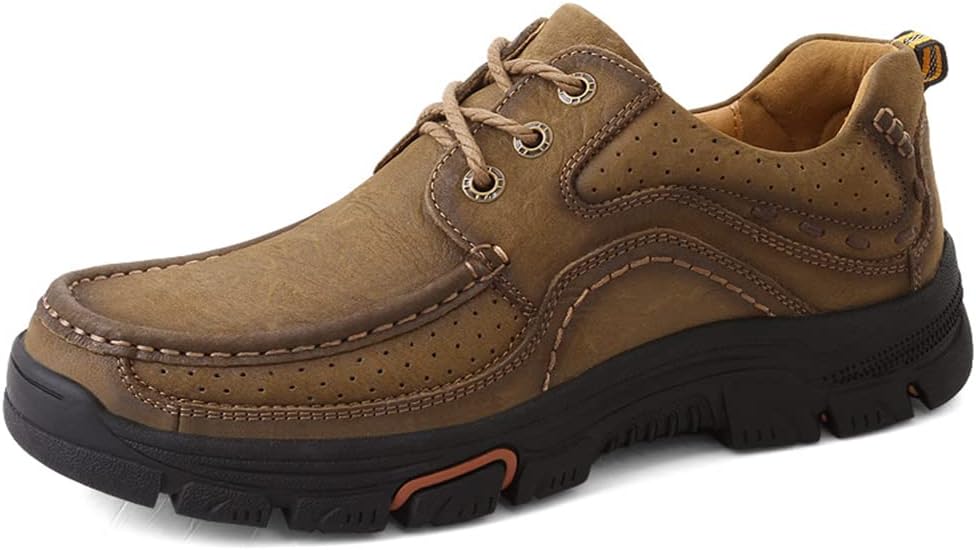 

Мужские повседневные кожаные лоферы GOSPT с шнуровкой, нескользящие, для кемпинга и походов на открытом воздухе, хаки