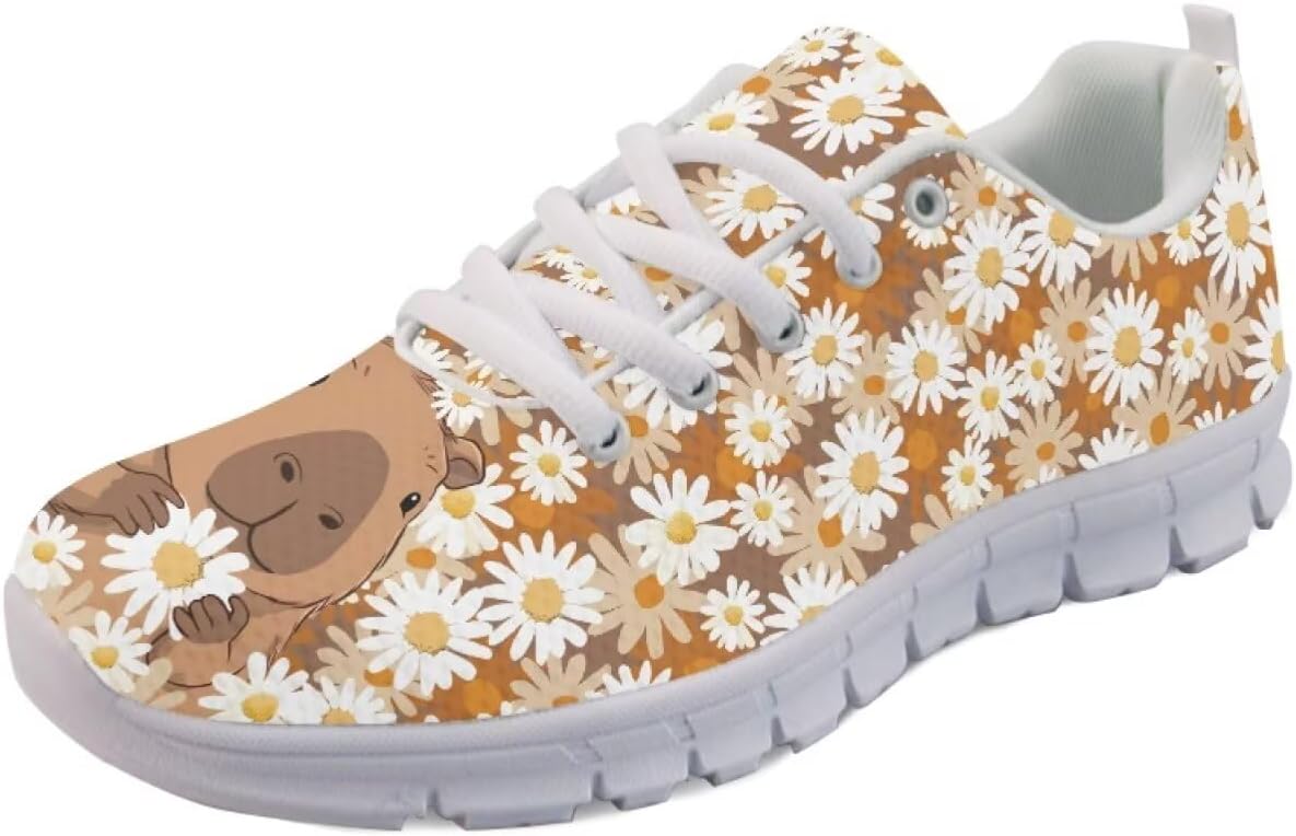 

Кроссовки Forchrinse для женщин и мужчин, дышащие, с сеткой, на шнуровке, для прогулок, бега и тенниса, Capybara Daisy