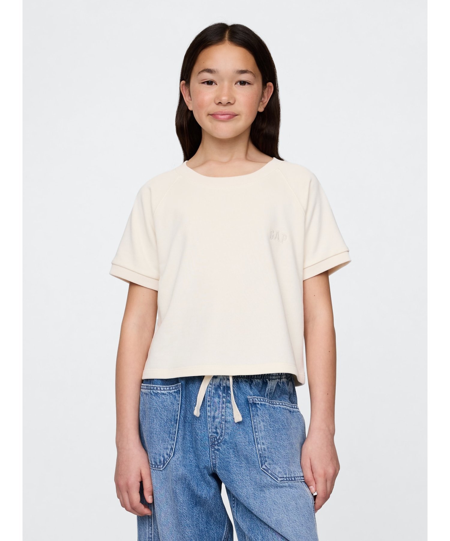 (K) Свободная махровая футболка (детская) GAP, WHITE_SAIL
