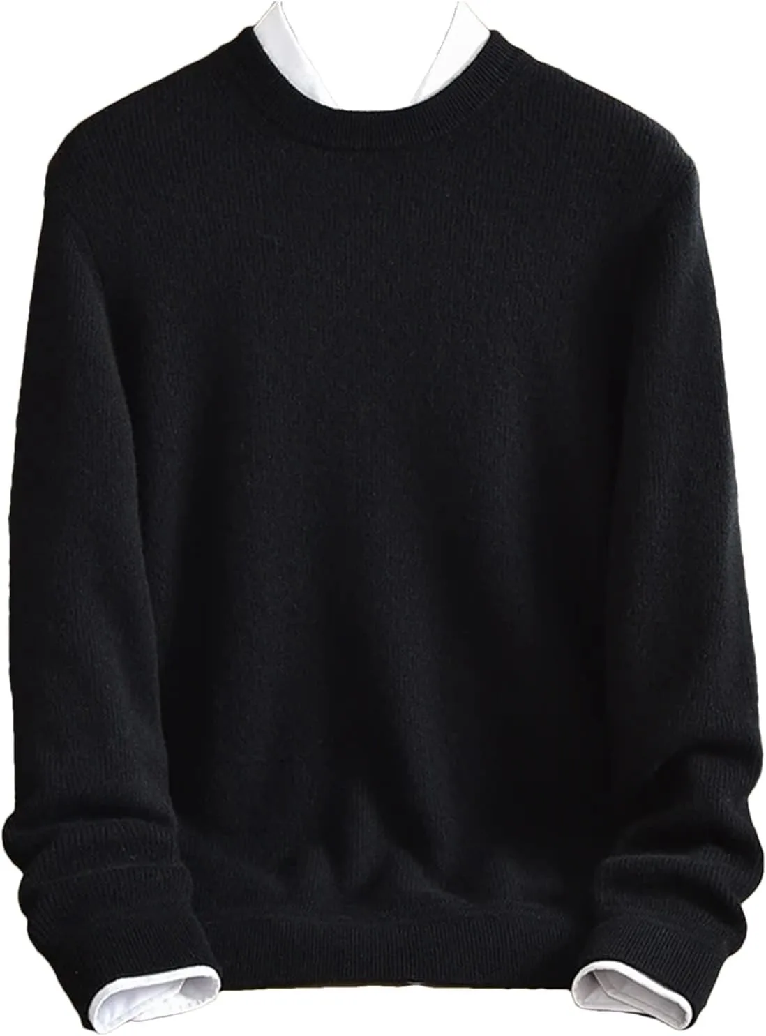 

Мужской свитер Vogrtcc с круглым вырезом, однотонный, зимний, молодежный, свободный, теплый, толстый, 100% кашемир