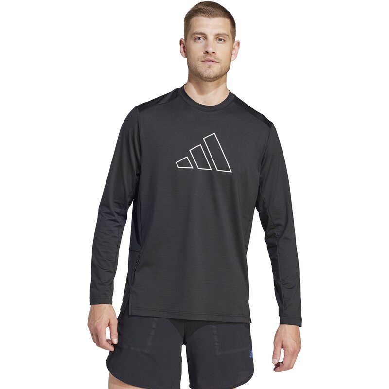 Футболка с изображением поезда, маленький логотип, обучение Adidas, черный — фото 2