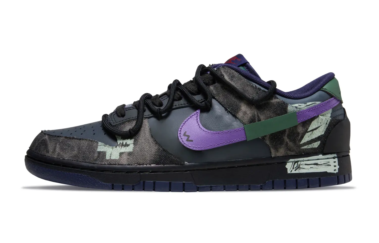 

Nike Кроссовки для скейтбординга Dunk Vintage Black Style, износостойкие, низкие, мужские, сине-серо-фиолетовые