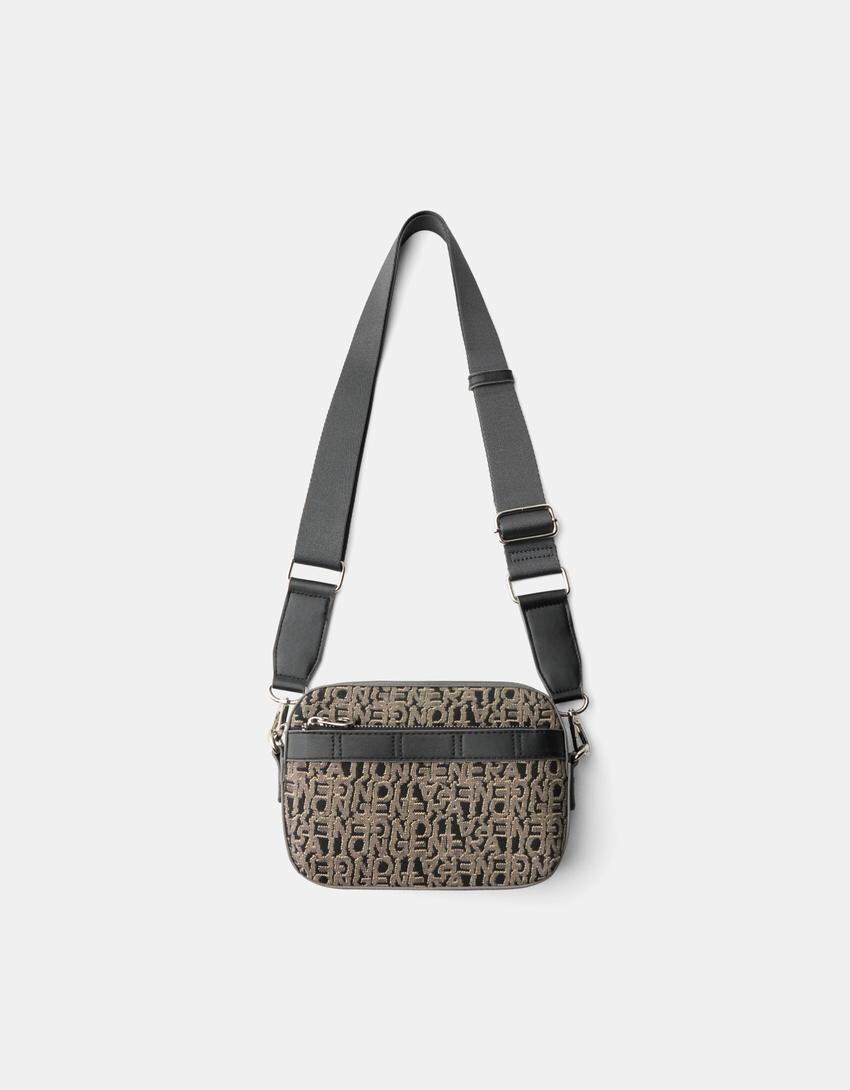 

Сумка через плечо из жаккарда Bershka, черный