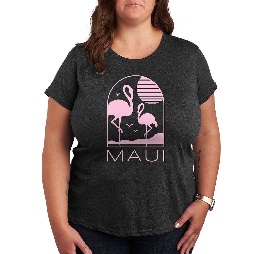 

Футболка Plus Maui Flamingos с рисунком, цвет Heather Charcoal