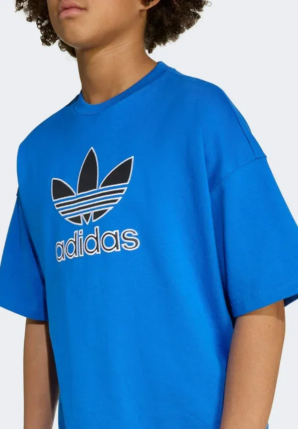 Футболка оверсайз с принтом Adidas Originals Trefoil Tee, синий — фото 3