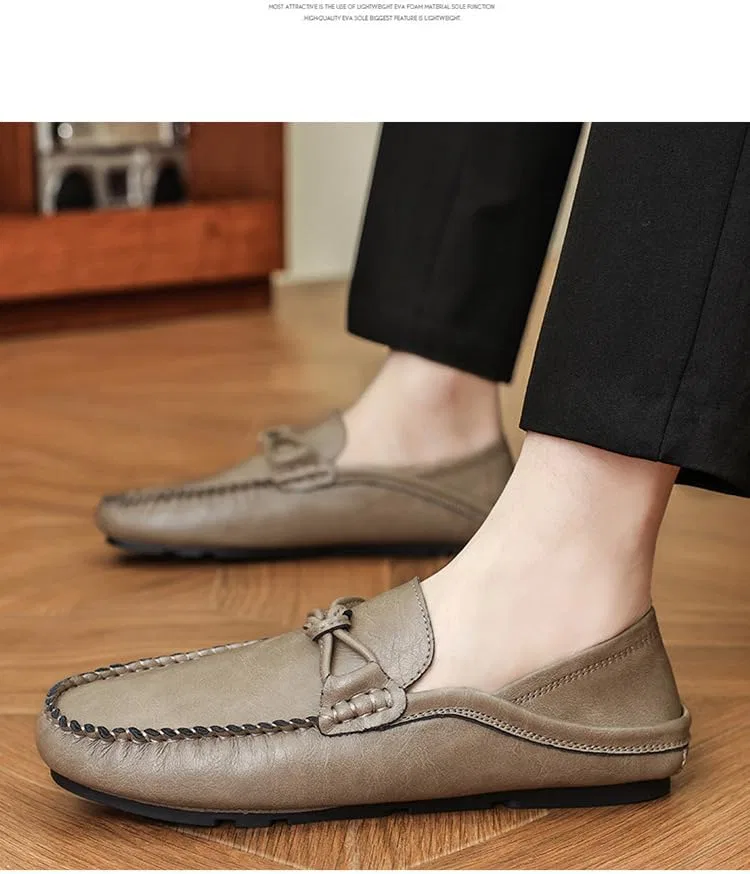 Мокасины кожаные, Loafers, модель с бантом, хаки NIUGQXPX — фото 3