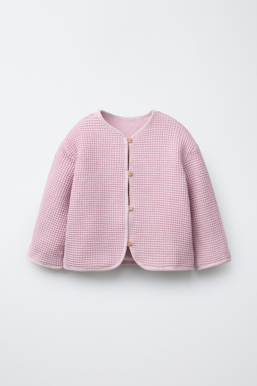 

Вафельный жакет на пуговицах ZARA, цвет Pink/Mauve
