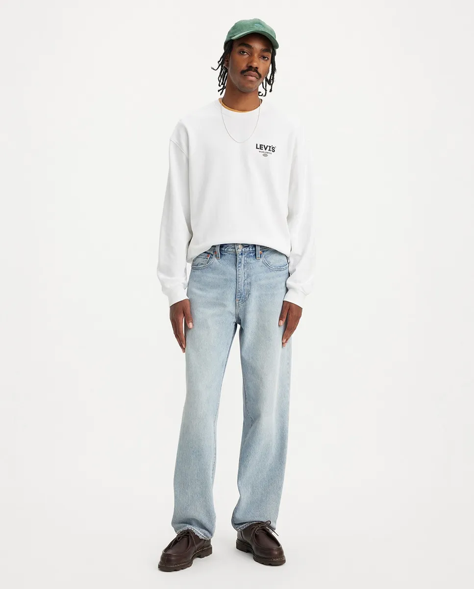 

568 Мужские свободные прямые хлопковые джинсы Levi's, голубой