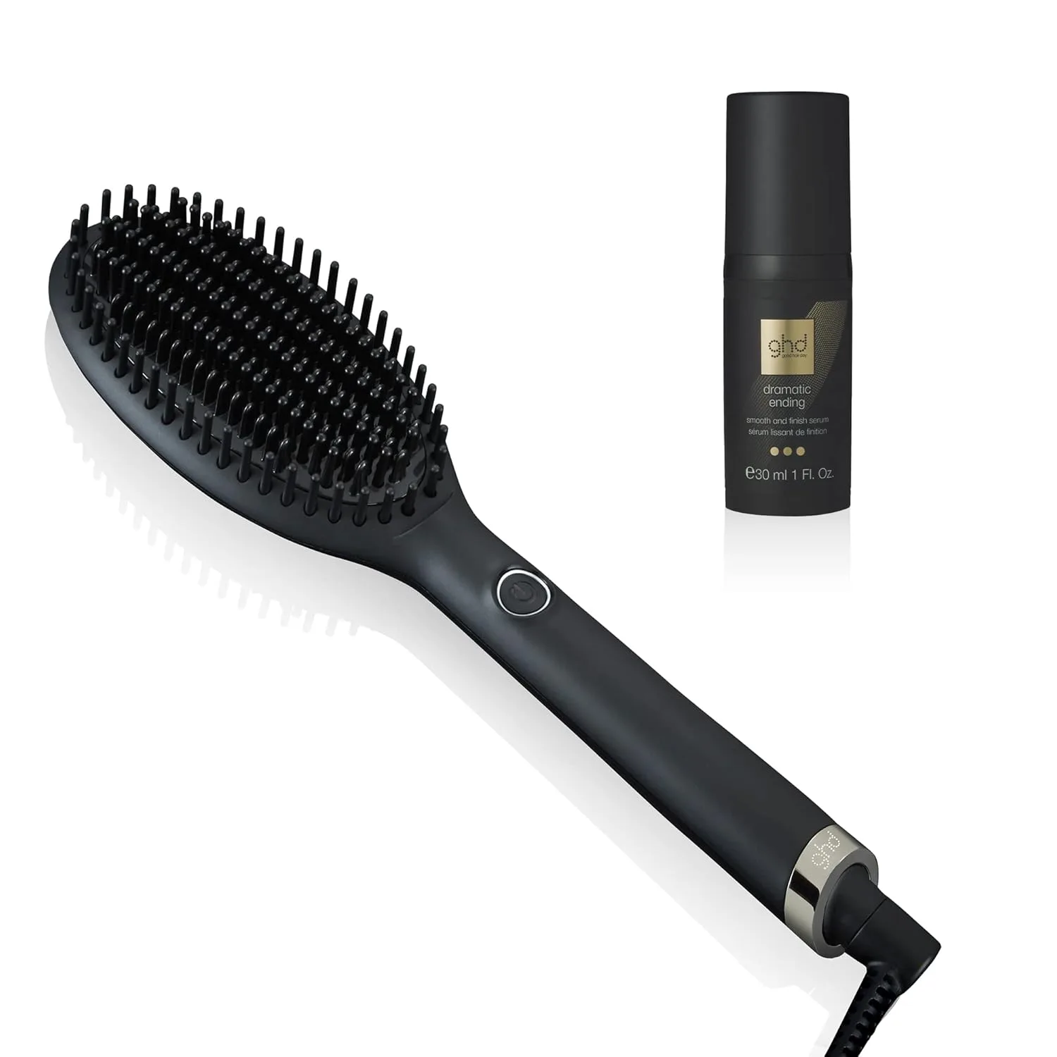 ghd Glide Hot Air Hair Brush Essentials Duo ― Glide Professional Smoothing Blow Dryer (Black) + Dramatic Ending Smooth & Finish Serum (30 мл), Black + Smooth & Finish Serum