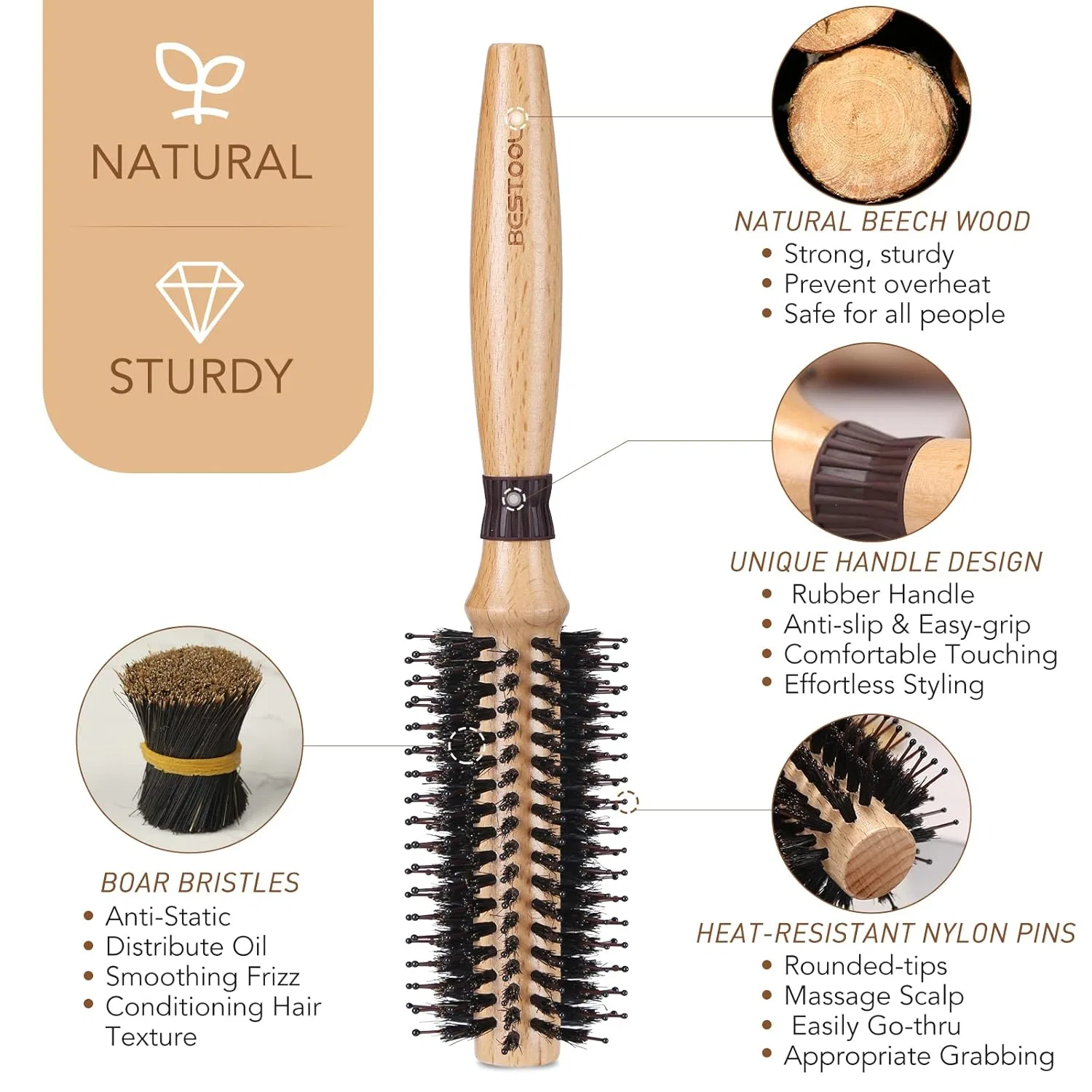 Круглая щетка для укладки волос «Barrel 20 mm» от BESTOOL Bestool — фото 3
