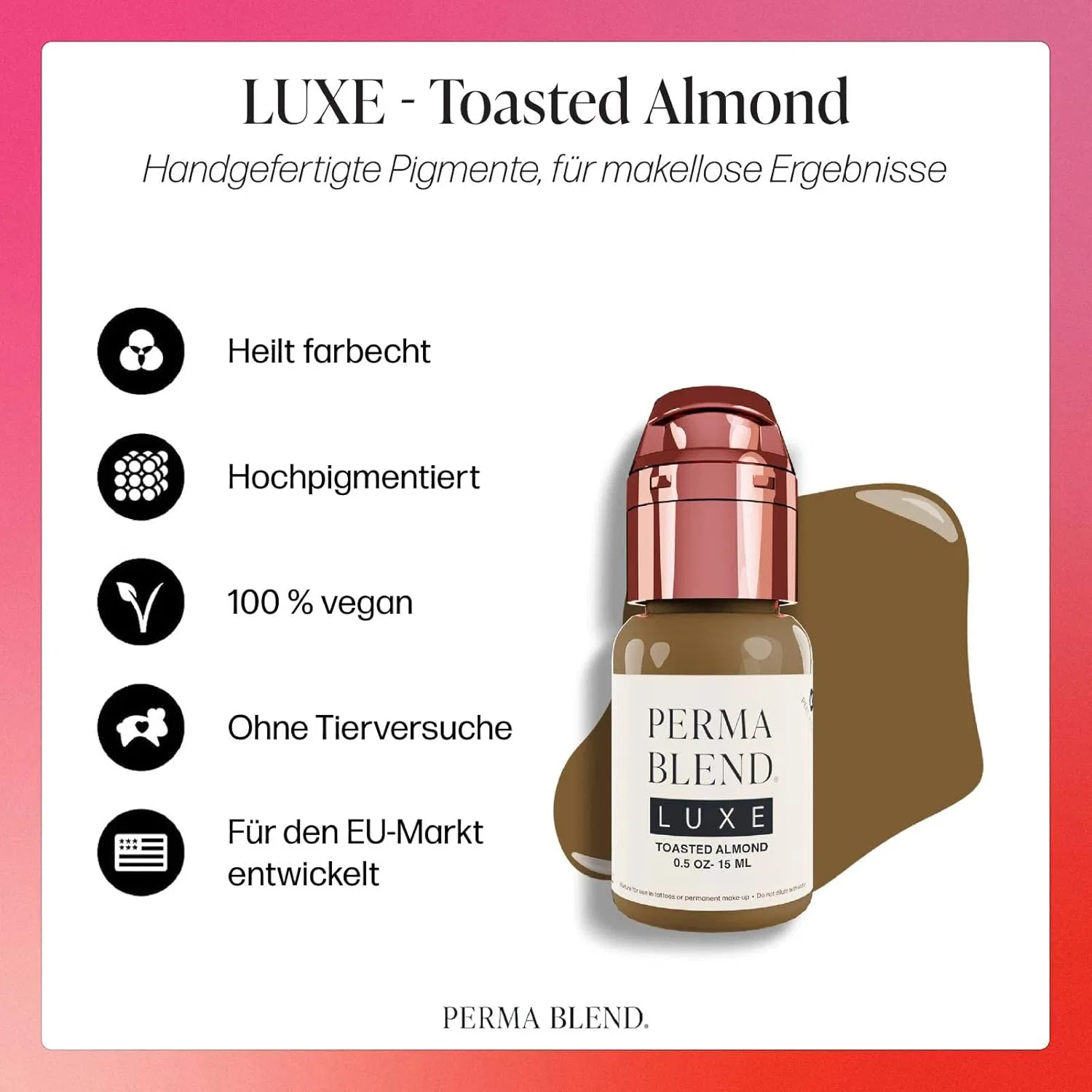 Профессиональная тату-краска Perma Blend Luxe Toasted Almond для перманентного макияжа бровей, коричневая, 15 мл Perma Blend — фото 2