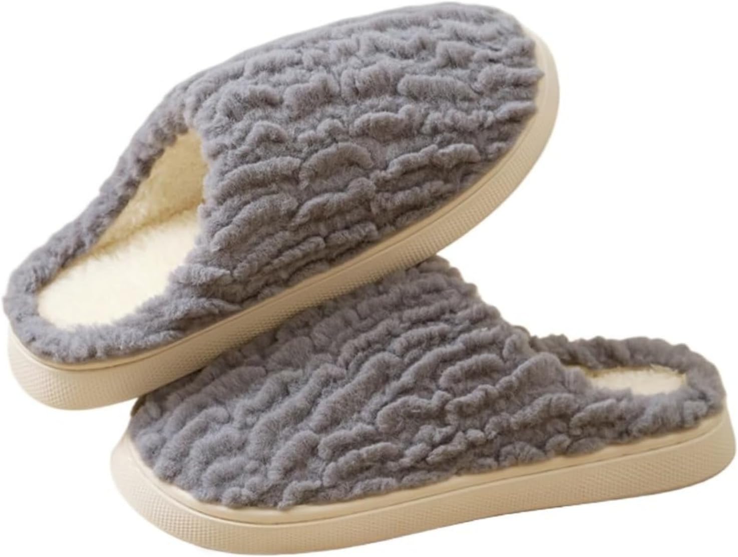

Женские и мужские плюшевые флисовые тапочки, унисекс, милые и удобные тапочки с ортопедической стелькой из вспененной памяти Lghlmcl, серый