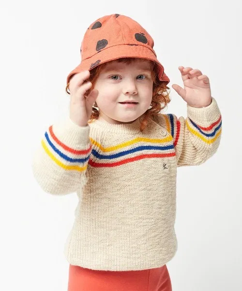 Джемпер детский полосатый BOBO CHOSES хлопок 95% бежевый — фото 4
