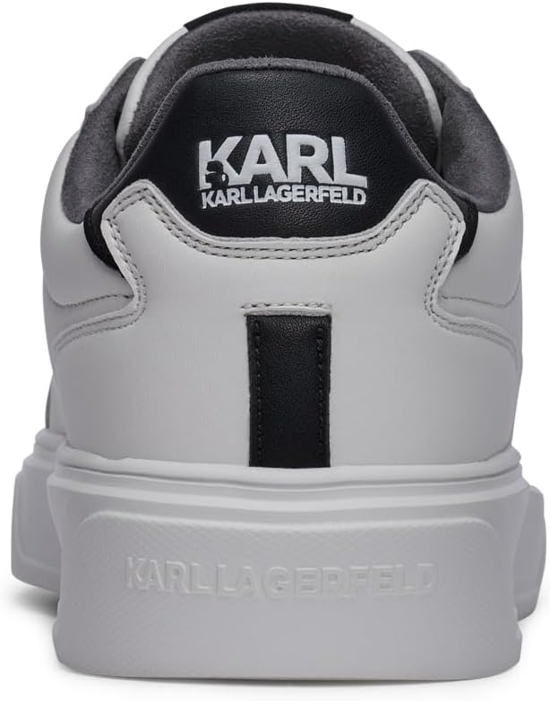 Мужские кожаные кроссовки KARL LAGERFELD с шнуровкой и логотипом, белый — фото 4