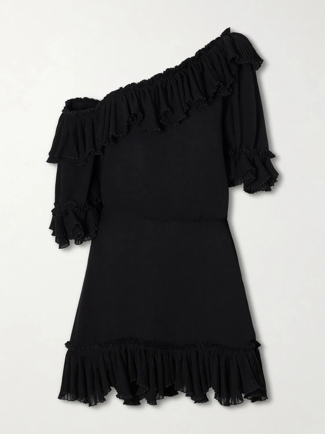 Платье Robe Mousseline из крепового шелка SAINT LAURENT, черный