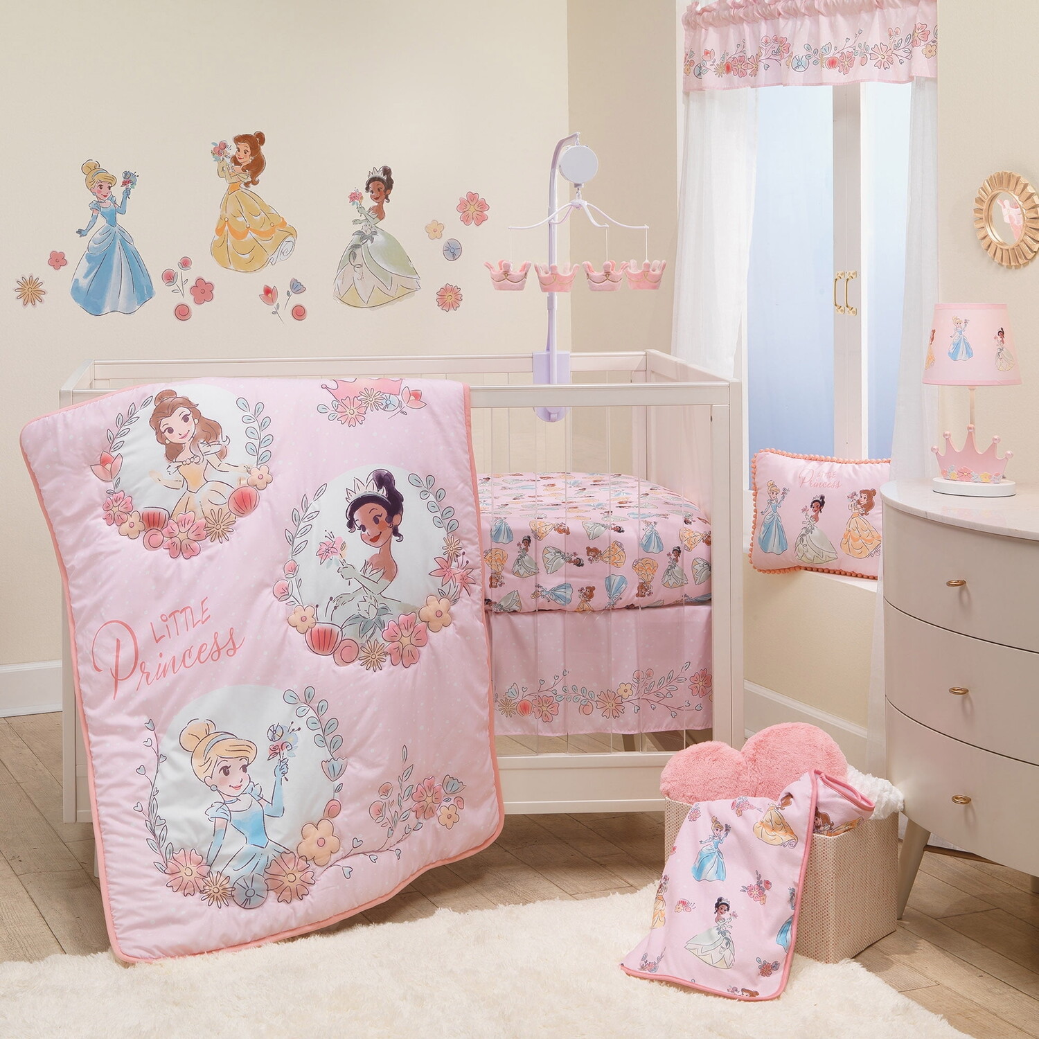 

Комплект постельного белья для детской кроватки Lambs & Ivy Disney Princesses, розовый